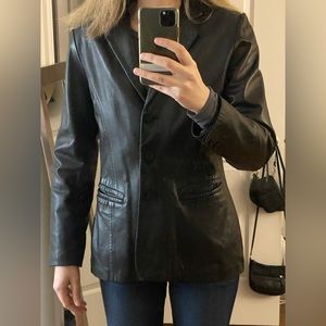 Vakko Black Leather Blazer /  Jacket